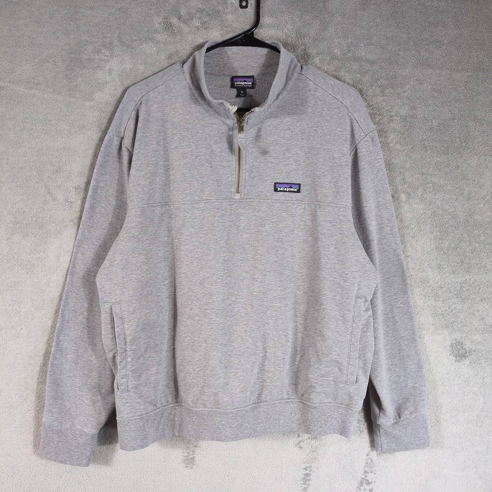 Patagonia Organic Cotton Quarter Zip Pullover Sweatshirt Grey XL